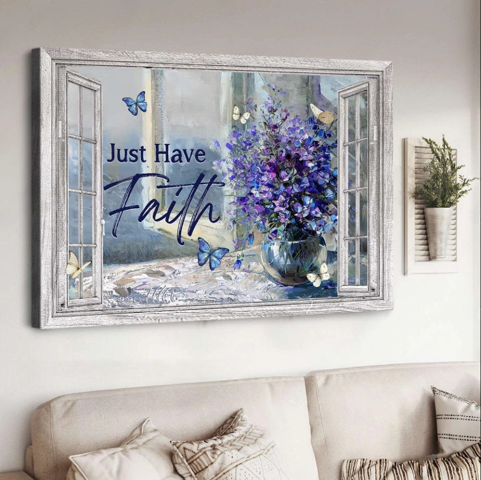 Balloon flower, Crystal vase, Butterfly, Just have faith - Matte Canvas