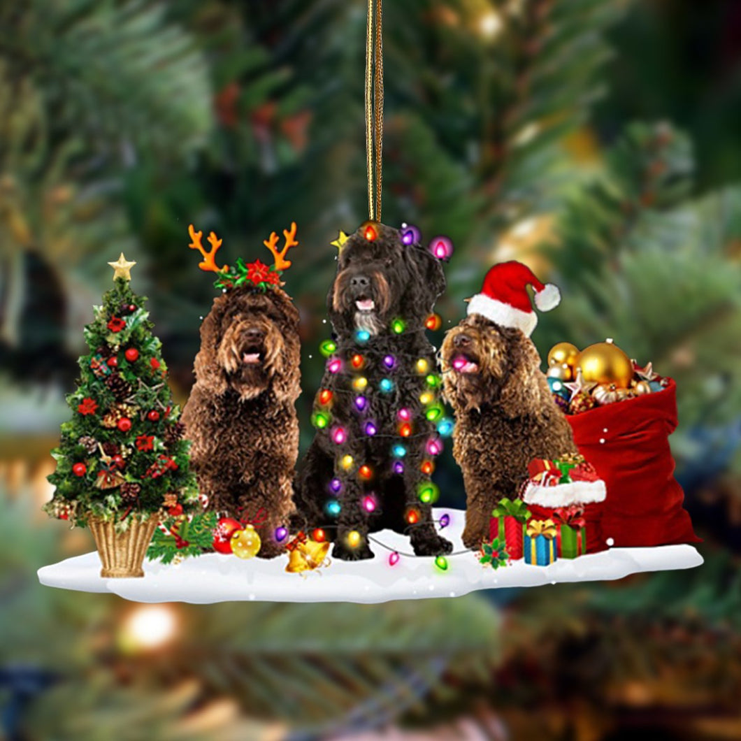 Godmerch- Ornament- Barbet-Christmas Dog Friends Hanging Ornament, Happy Christmas Ornament, Car Ornament