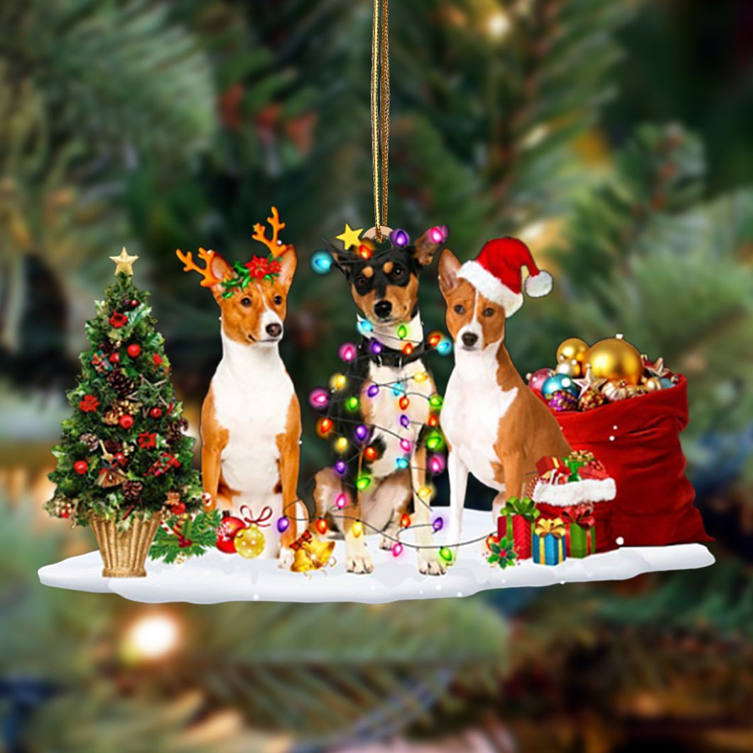 Godmerch- Ornament- Basenji-Christmas Dog Friends Hanging Ornament, Happy Christmas Ornament, Car Ornament
