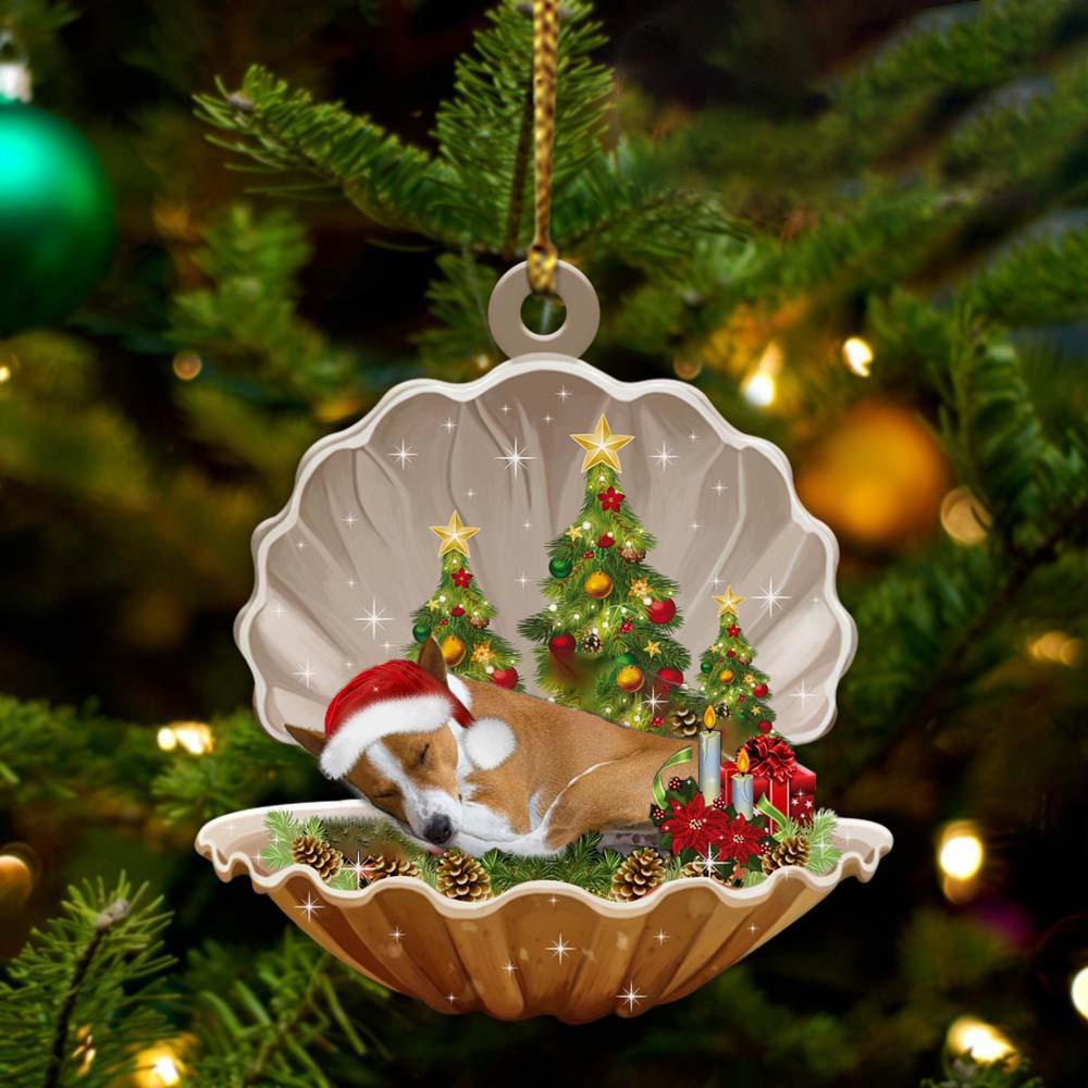 Basenji-Sleeping Pearl In Christmas Two Sided Ornament