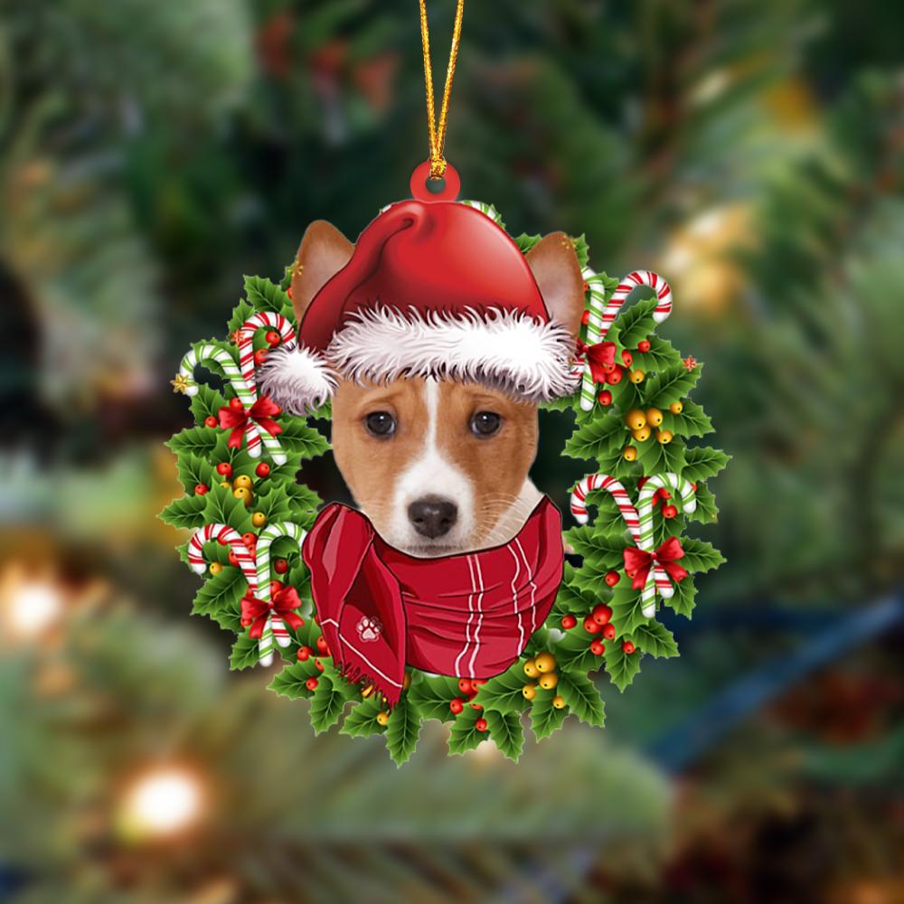 Godmerch- Ornament- Basenji-Xmas Bandana Hanging Ornament, Happy Christmas Ornament, Car Ornament