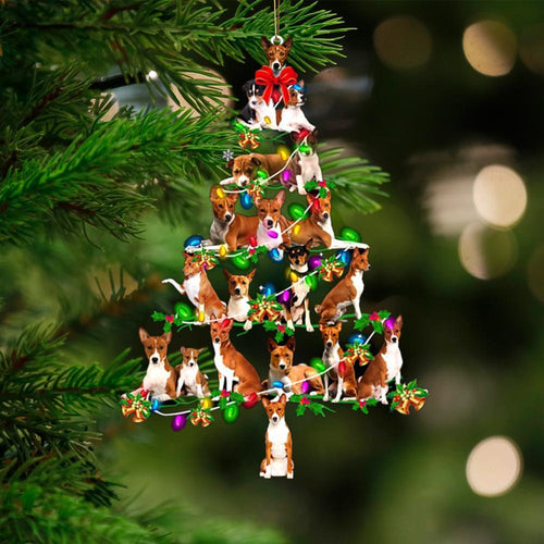 Basenji-Christmas Tree Lights-Two Sided Ornament