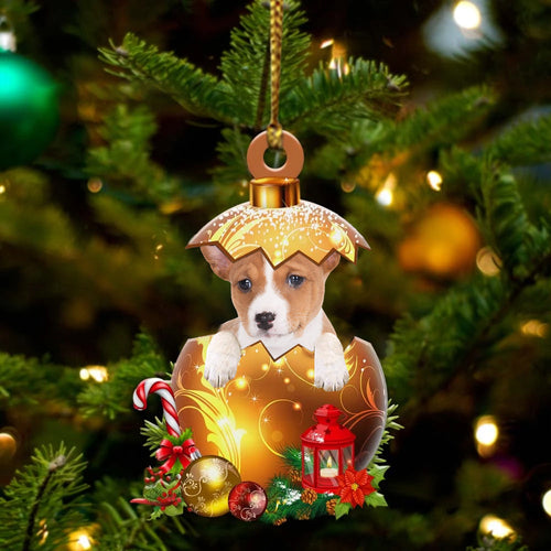 Basenji In Golden Egg Christmas Ornament