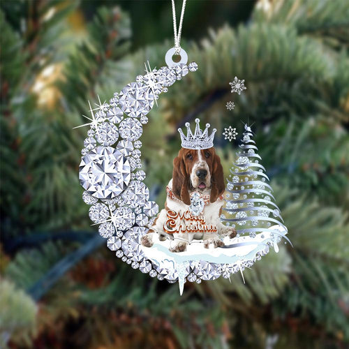 Basset Hound Diamond Moon Merry Christmas Ornament Christmas Decoration