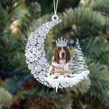 Basset Hound Diamond Moon Merry Christmas Ornament Christmas Decoration