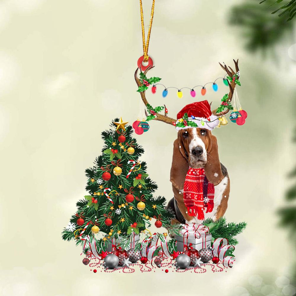 Godmerch- Ornament- Basset Hound-Christmas Tree Gift Hanging Ornament, Happy Christmas Ornament, Car Ornament