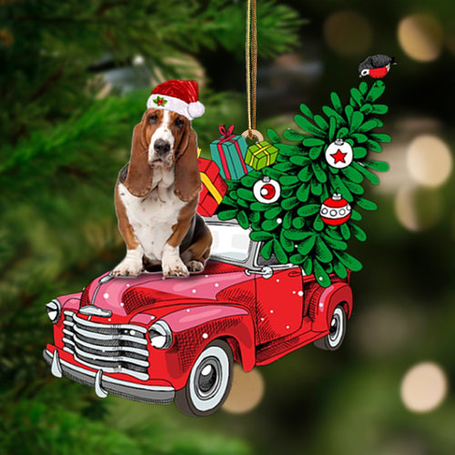 Godmerch- Ornament- Basset Hound-Pine Truck Hanging Ornament, Happy Christmas Ornament, Car Ornament