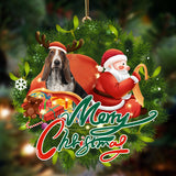 Godmerch- Ornament- Basset Hound-Santa & dog Hanging Ornament, Happy Christmas Ornament, Car Ornament