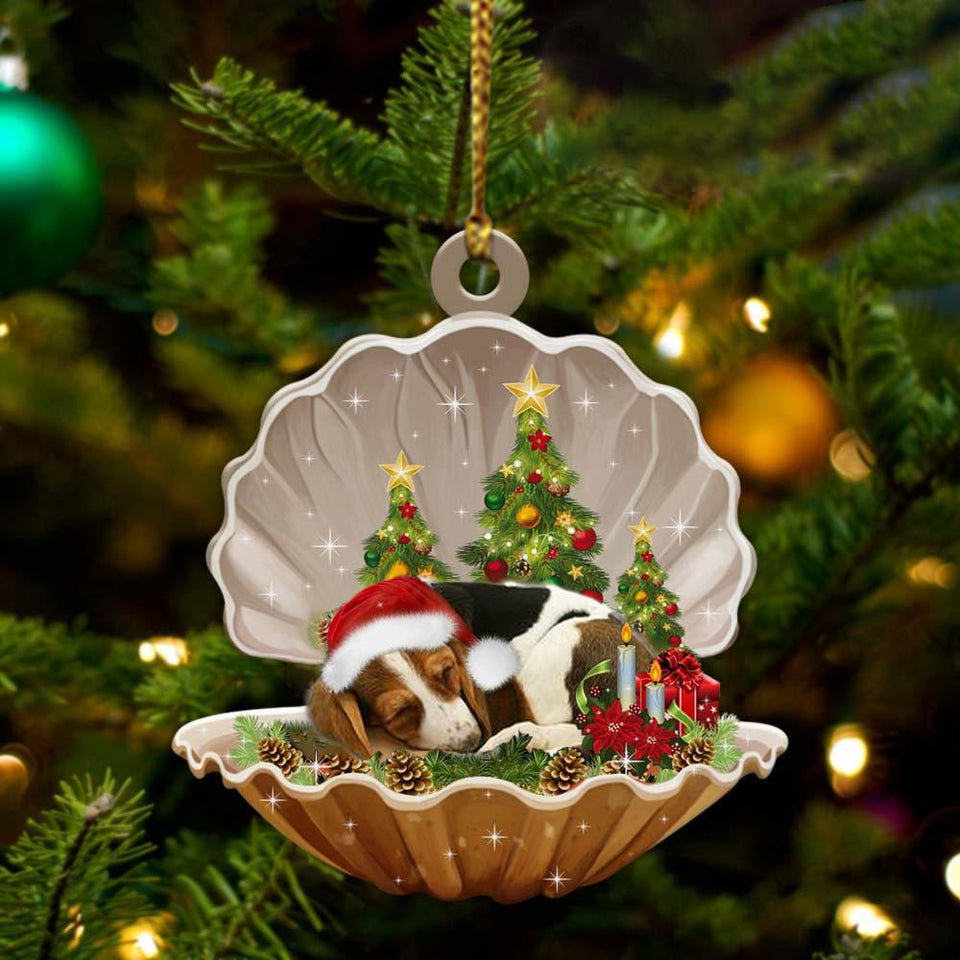 Basset Hound3-Sleeping Pearl In Christmas Two Sided Ornament