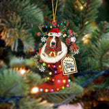 Godmerch- Ornament- Basset Hound-Xmas Boot-Two Sided Ornament, Happy Christmas Ornament, Car Ornament