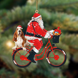 Santa Claus Riding A Bike With Basset Hound (2)-Two Sided Ornament