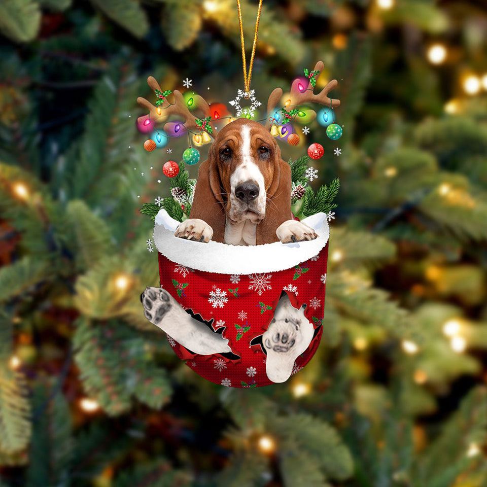 Basset Hound In Snow Pocket Christmas Ornament Godmerch