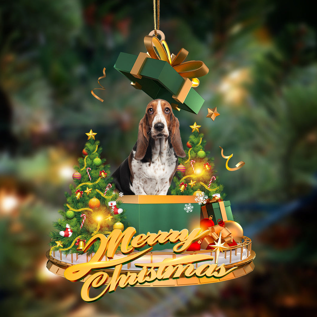 Godmerch- Ornament- Basset Hound-Christmas Gifts&dogs Hanging Ornament, Happy Christmas Ornament, Car Ornament