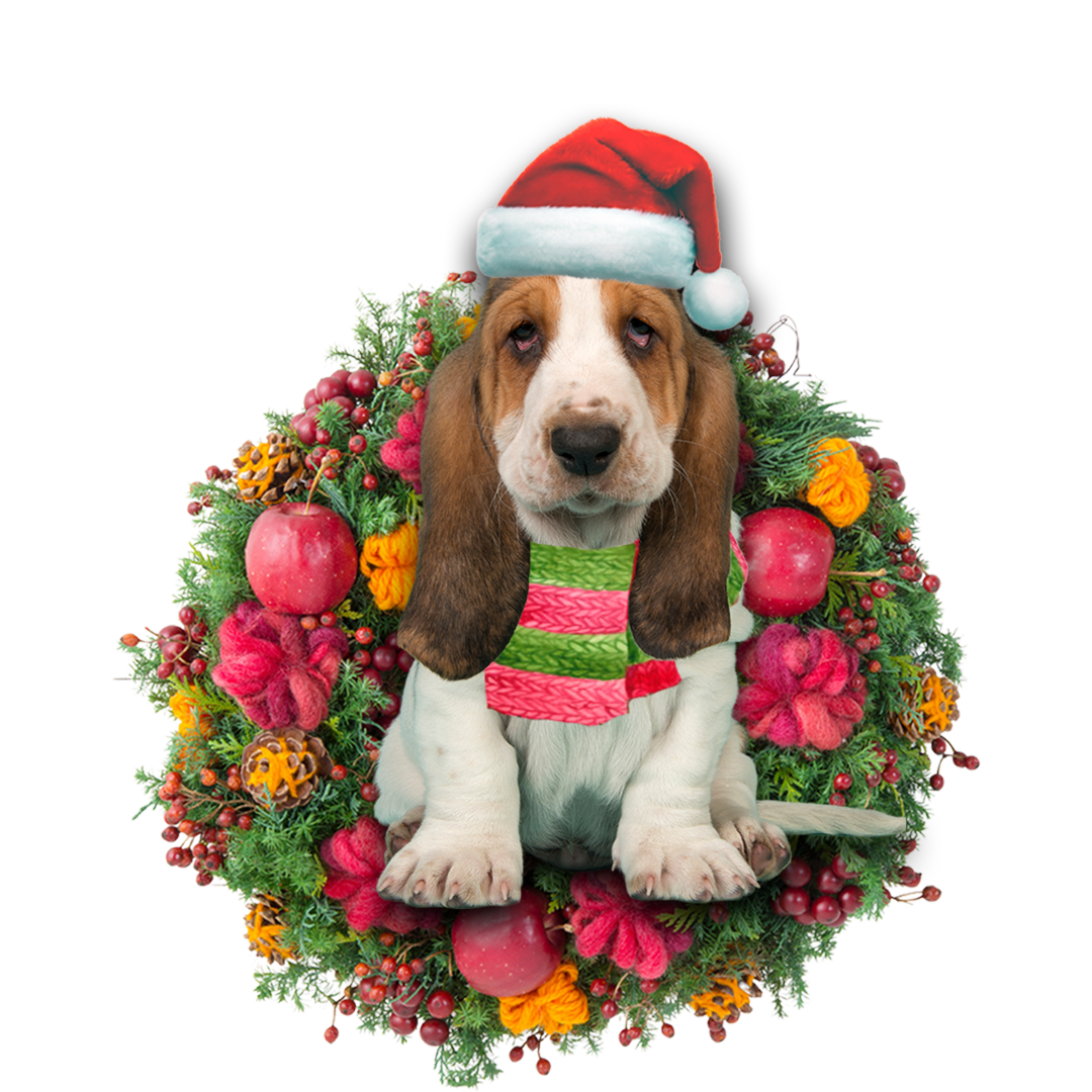Godmerch- Ornament- Basset Hound Christmas Ornament, Happy Christmas Ornament, Car Ornament