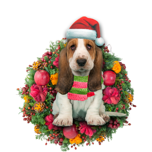 Godmerch- Ornament- Basset Hound Christmas Ornament, Happy Christmas Ornament, Car Ornament