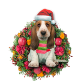 Godmerch- Ornament- Basset Hound Christmas Ornament, Happy Christmas Ornament, Car Ornament