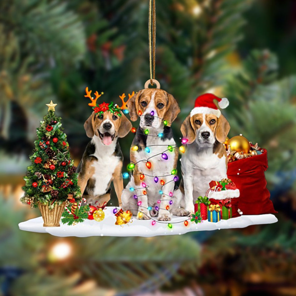 Godmerch- Ornament- Beagle-Christmas Dog Friends Hanging Ornament, Happy Christmas Ornament, Car Ornament