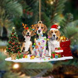 Godmerch- Ornament- Beagle-Christmas Dog Friends Hanging Ornament, Happy Christmas Ornament, Car Ornament