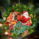 Godmerch- Ornament- Beagle-Santa & dog Hanging Ornament, Happy Christmas Ornament, Car Ornament
