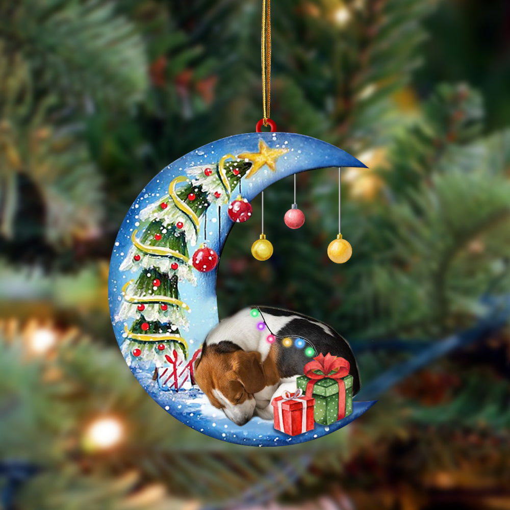 Ornament- Beagle-Sleep On The Moon Christmas Two Sided Ornament, Happy Christmas Ornament, Car Ornament