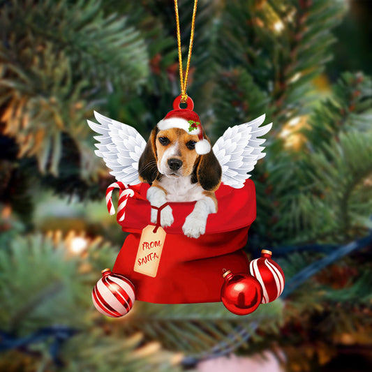 Beagle02 Angel Gift From Santa Christmas Ornament, Dog Flat Acrylic Ornament