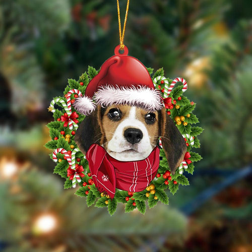 Godmerch- Ornament- Beagle 1-Xmas Bandana Hanging Ornament, Happy Christmas Ornament, Car Ornament