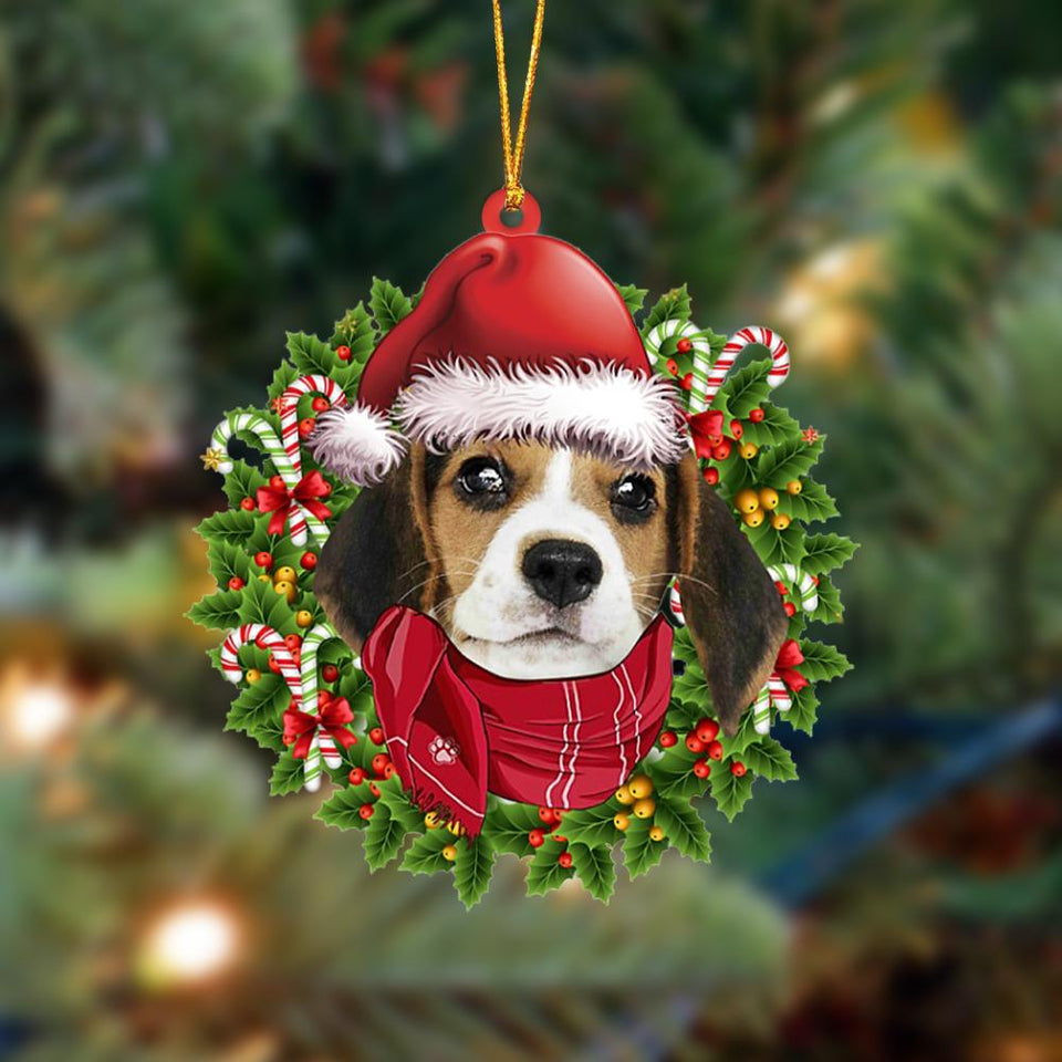 Godmerch- Ornament- Beagle 1-Xmas Bandana Hanging Ornament, Happy Christmas Ornament, Car Ornament