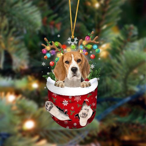 Godmerch- Ornament- Beagle2-In Christmas Pocket Two Sides Ornament, Happy Christmas Ornament, Car Ornament
