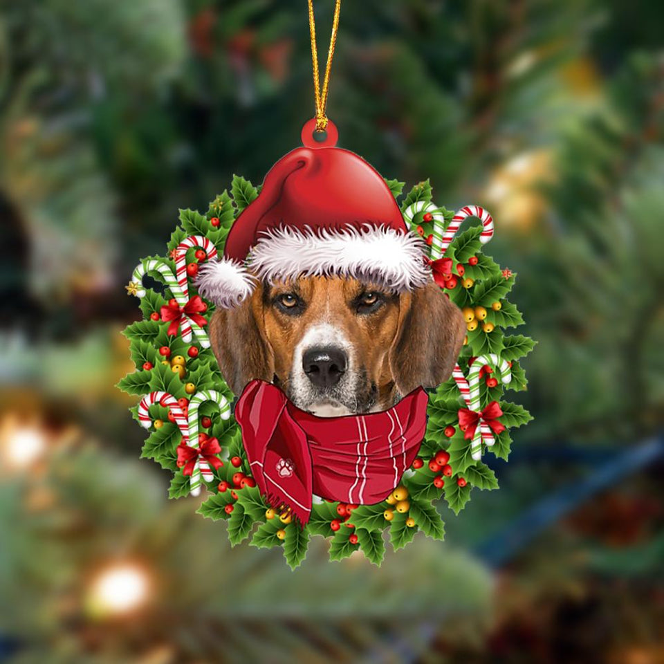 Godmerch- Ornament- Beagle 2-Xmas Bandana Hanging Ornament, Happy Christmas Ornament, Car Ornament