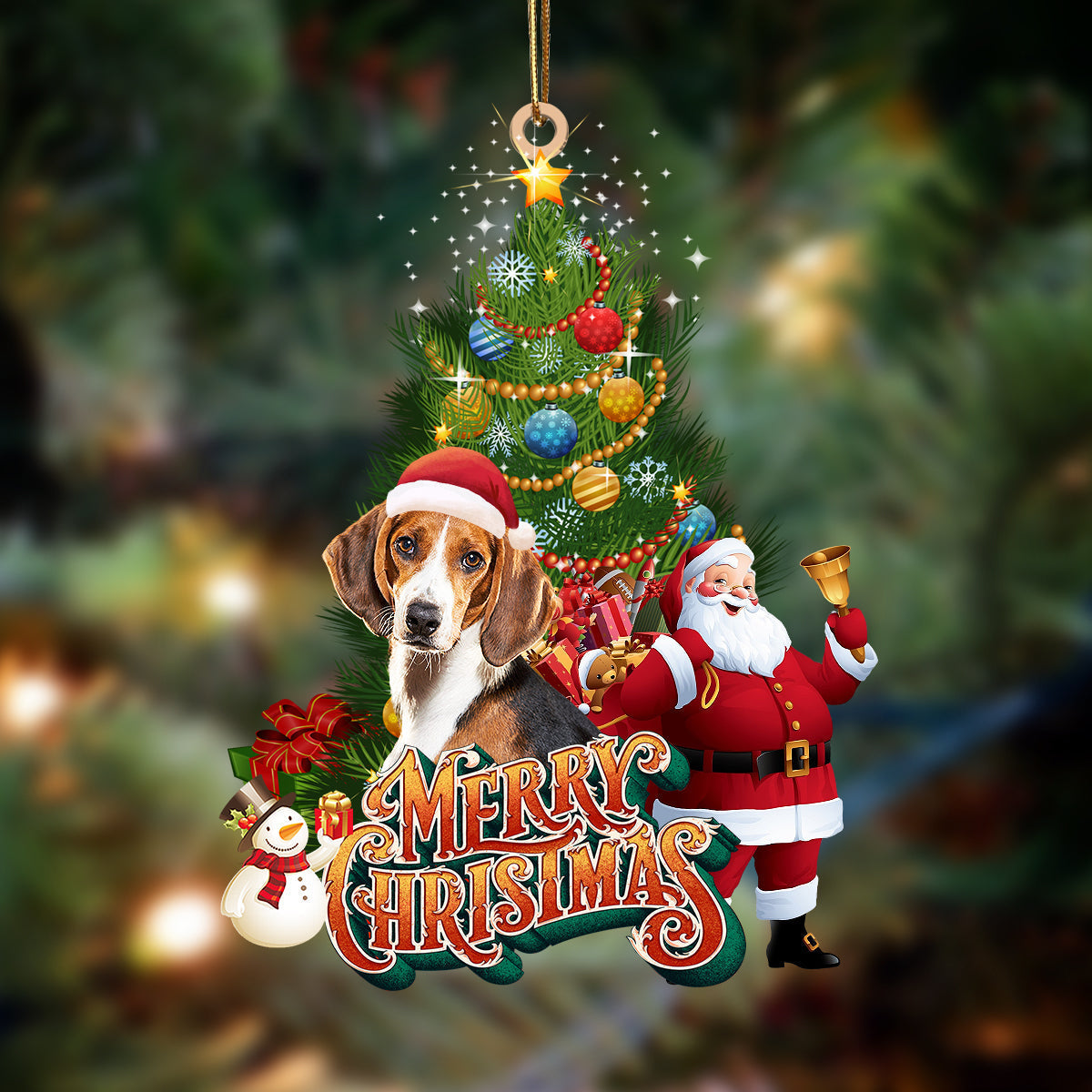 Godmerch- Ornament- Beagle 3-Christmas Tree&Dog Hanging Ornament, Happy Christmas Ornament, Car Ornament