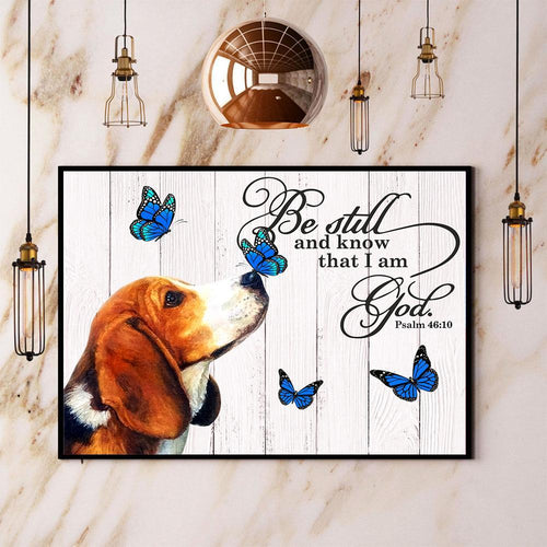 Beagle Butterfly Be Still And Know That I Am God Canvas And Poster, Wall Decor Visual Art