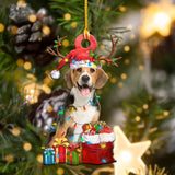 Godmerch- Ornament- Beagle Christmas Shape Ornament, Happy Christmas Ornament, Car Ornament