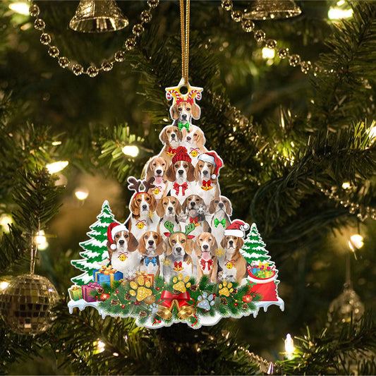 Godmerch- Ornament- Beagle Full The Christmas Tree-Two Sided Ornament, Happy Christmas Ornament, Car Ornament