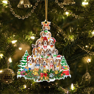 Godmerch- Ornament- Beagle Full The Christmas Tree-Two Sided Ornament, Happy Christmas Ornament, Car Ornament