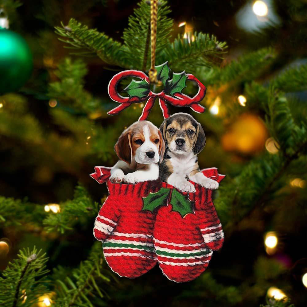 Ornament- Beagle Inside Your Gloves Christmas Holiday-Two Sided Ornament, Christmas Ornament, Car Ornament