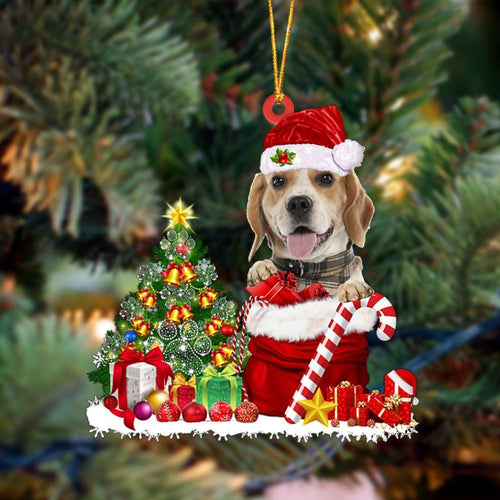 Godmerch- Ornament- Beagle Gift Bag Merry Christmas Ornament Dog Ornament, Car Ornament, Christmas Ornament
