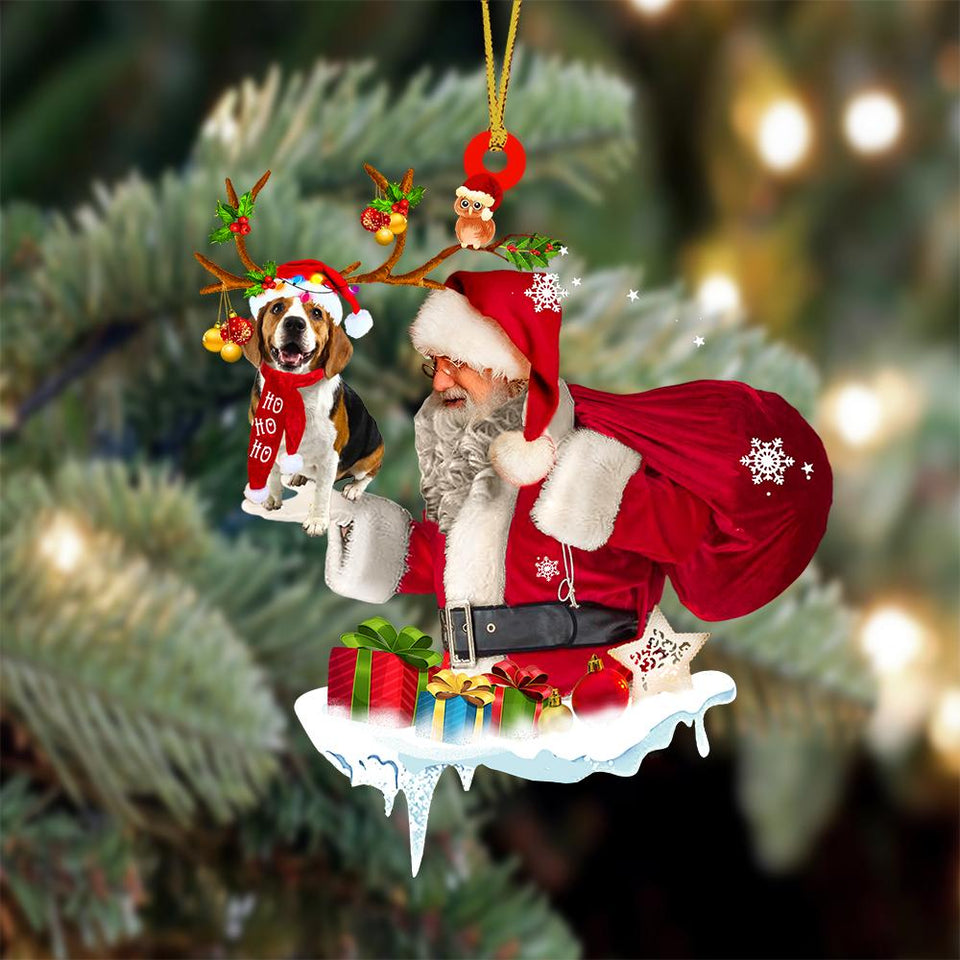 Beagle And Santa Claus Christmas Ornament Godmerch