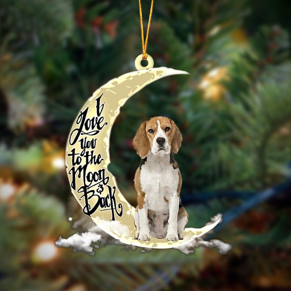 Godmerch- Beagle I Love You To The Moon And Back Hanging Ornament Dog Ornament, Car Ornament, Christmas Ornament