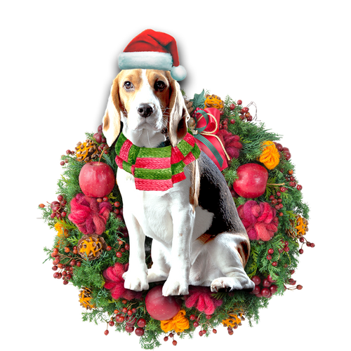 Godmerch- Ornament- Beagle Christmas Ornament, Happy Christmas Ornament, Car Ornament