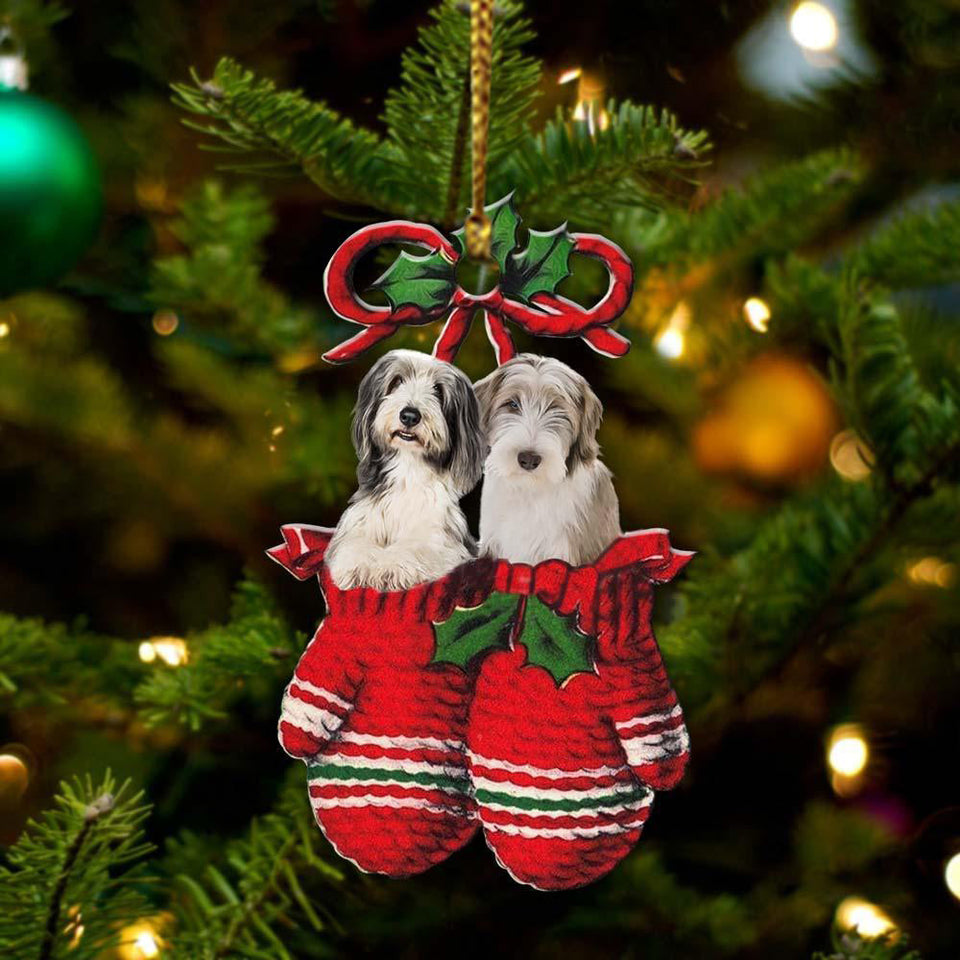 Bearded Collie Inside Your Gloves Christmas Holiday-Two Sided Ornament, Christmas Ornament, Car Ornament