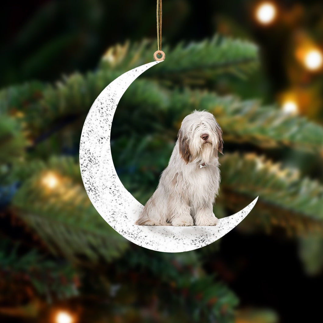 Bearded Collies Sit On The Moon Two Sided Ornament Dog Hanging Christmas Ornament