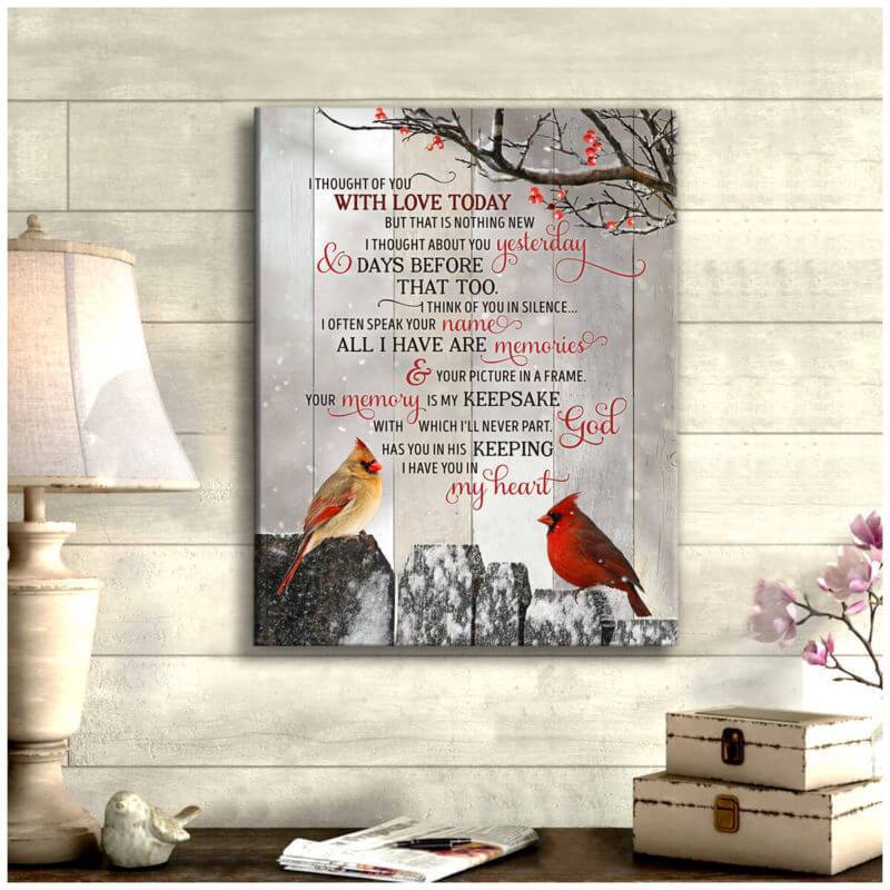 Cardinal Bird Canvas Wall Art - Beautiful Cardinal Canvas I Thought Of You Wall Art Home House Decor