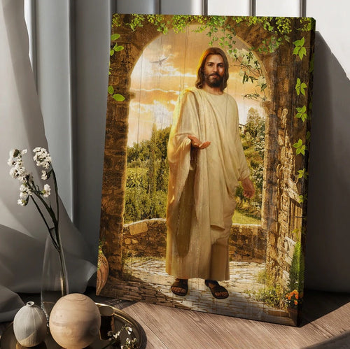 Amazing cave Green forest Walking with Jesus - Matte Canvas