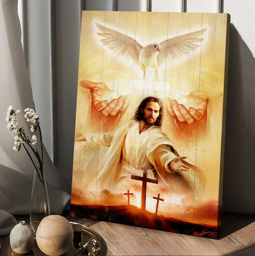 Beautiful dove, Pray for healing, Jesus's hand, Cross - Matte Canvas