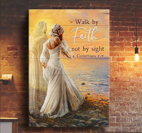 Walking with Jesus Sea sunset Walk by faith not by sight - Matte Canvas