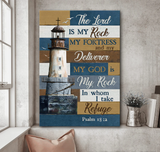 Beautiful lighthouse The Lord is my rock - Matte Canvas