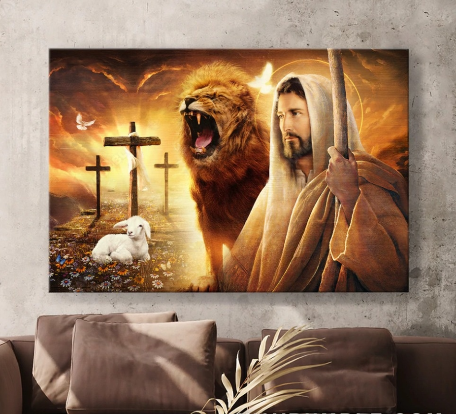 Jesus Lion and Lamb Heaven's light - Matte Canvas