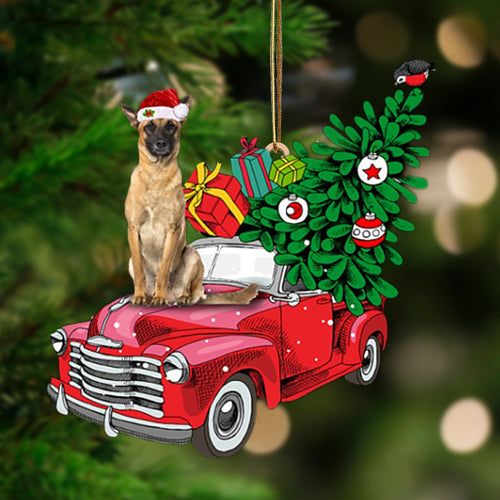 Godmerch- Ornament- Belgian Malinois-Pine Truck Hanging Ornament, Happy Christmas Ornament, Car Ornament