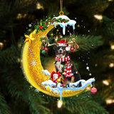 Godmerch- Bernese Mountain On The Moon Merry Christmas Hanging Ornament Dog Ornament, Car Ornament, Christmas Ornament