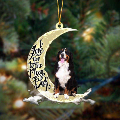 Godmerch- Bernese Mountain I Love You To The Moon And Back Hanging Ornament, Car Ornament, Christmas Ornament